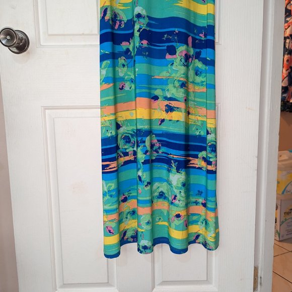 Pretty Young Thing Maxi Summer Dress Blue Sunset Floral Size S - EUC! - Picture 6 of 13